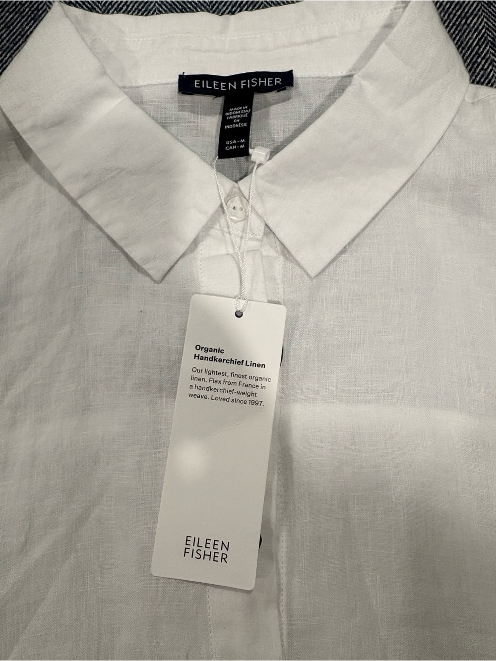Eileen Fisher Organic Handkerchief Linen Classic Collar Shirt | color: white | M - Picture 7 of 9